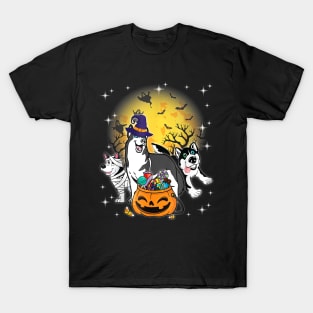Husky Mummy Witch Dog Moon Halloween T-Shirt